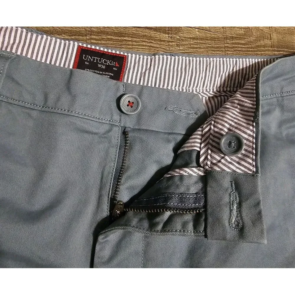 Untuckit Mens St. Vincent Chino Golf Shorts Size 36 Color Blue Stone‎ Outdoor